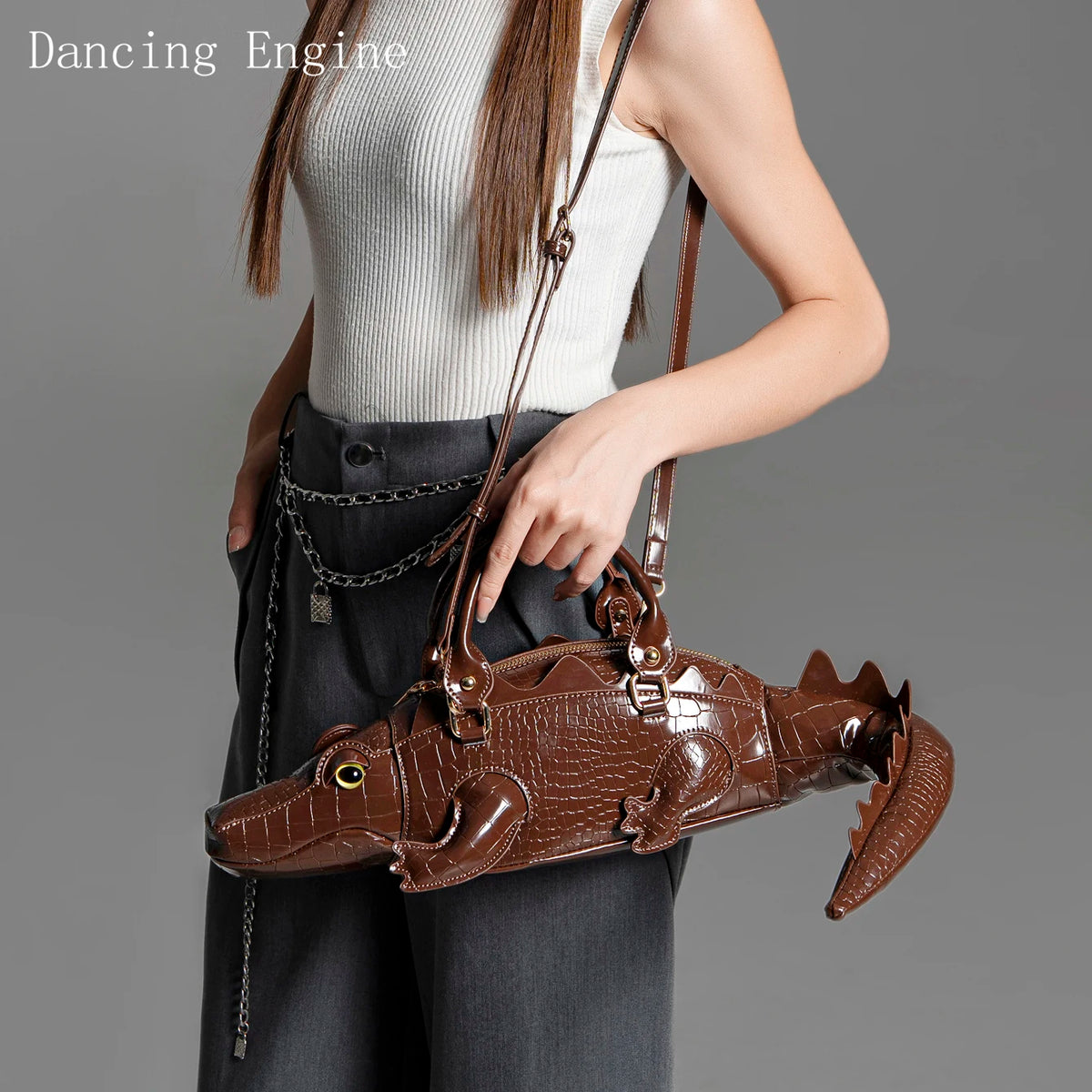 Luxury designer women's handbag by HSF Marketplace, high-quality PU leather purse with a humorous shape and shoulder strap.