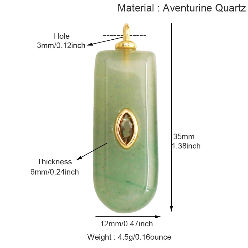 Jade Agate Amethyst Amazonite Lapis Lazuli charm pendant with 18K gold plating, perfect for necklace jewelry and craft making.