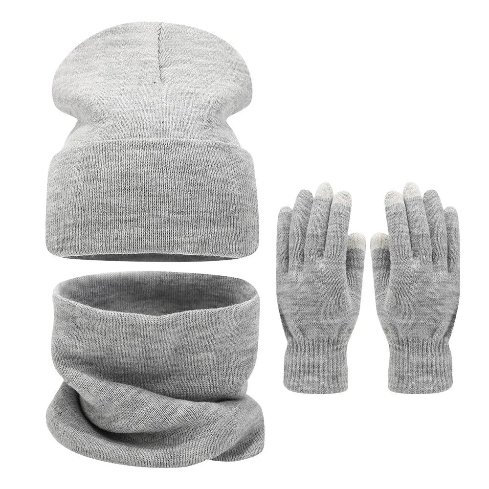 Warm knit beanie, scarf and gloves set for men and women by HSF Marketplace