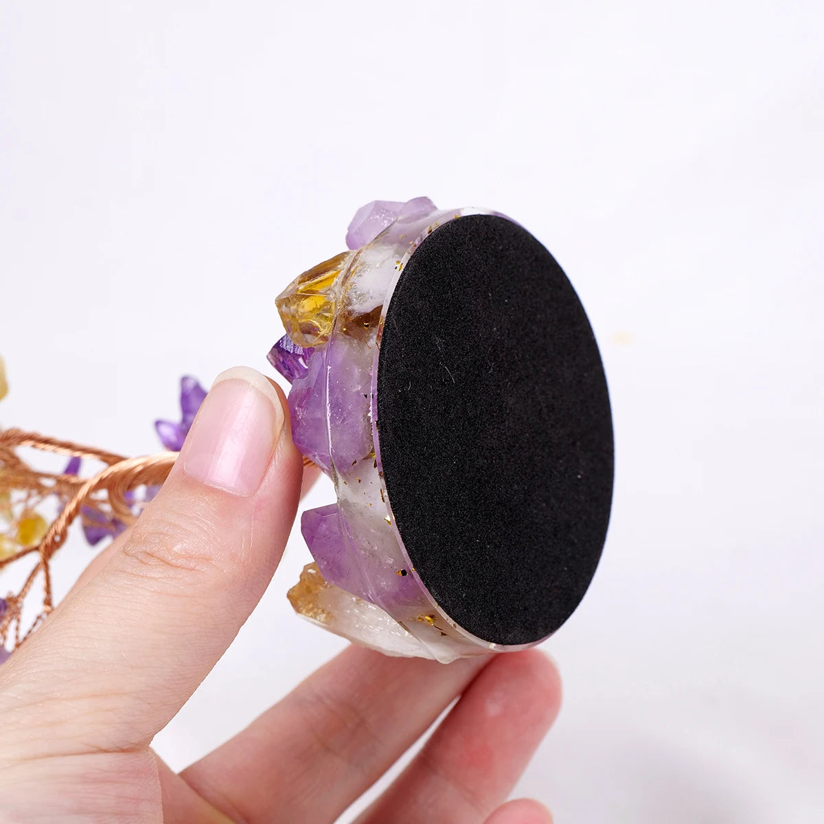 1PC Natural Crystal Tree Handmade Tree of Life Reiki Healing Mineral Specimen Home Decoration Gifts Souveni Drop Glue Resin Base