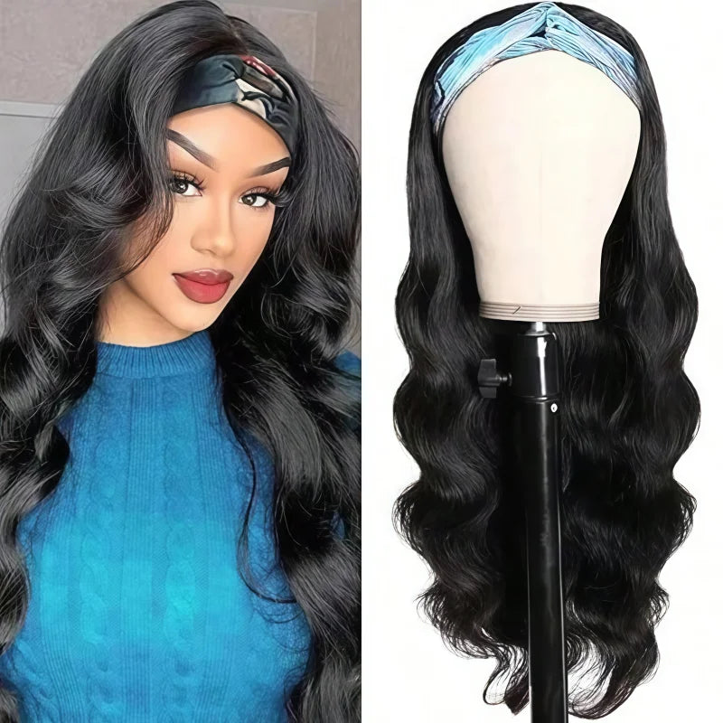 40-inch long body wave human hair headband wig by HSF Marketplace