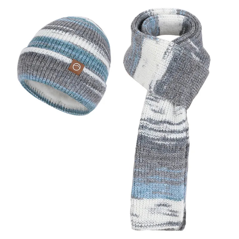 Women's gradient color knitted hat, scarf, and gloves winter set by HSF Marketplace