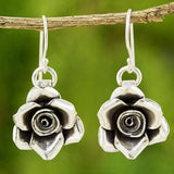 Boho silver flower drop earrings for wedding and party wear by HSF Marketplace