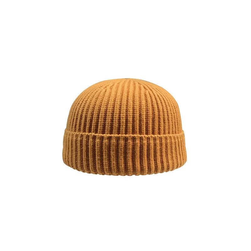 Warm knitted melon hat winter beanie for men and women, textured cozy design