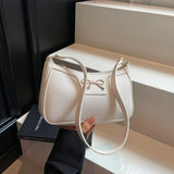 Ladies bow design shoulder handbag by HSF Marketplace, stylish underarm purse featuring a fashionable personality for everyday commute.