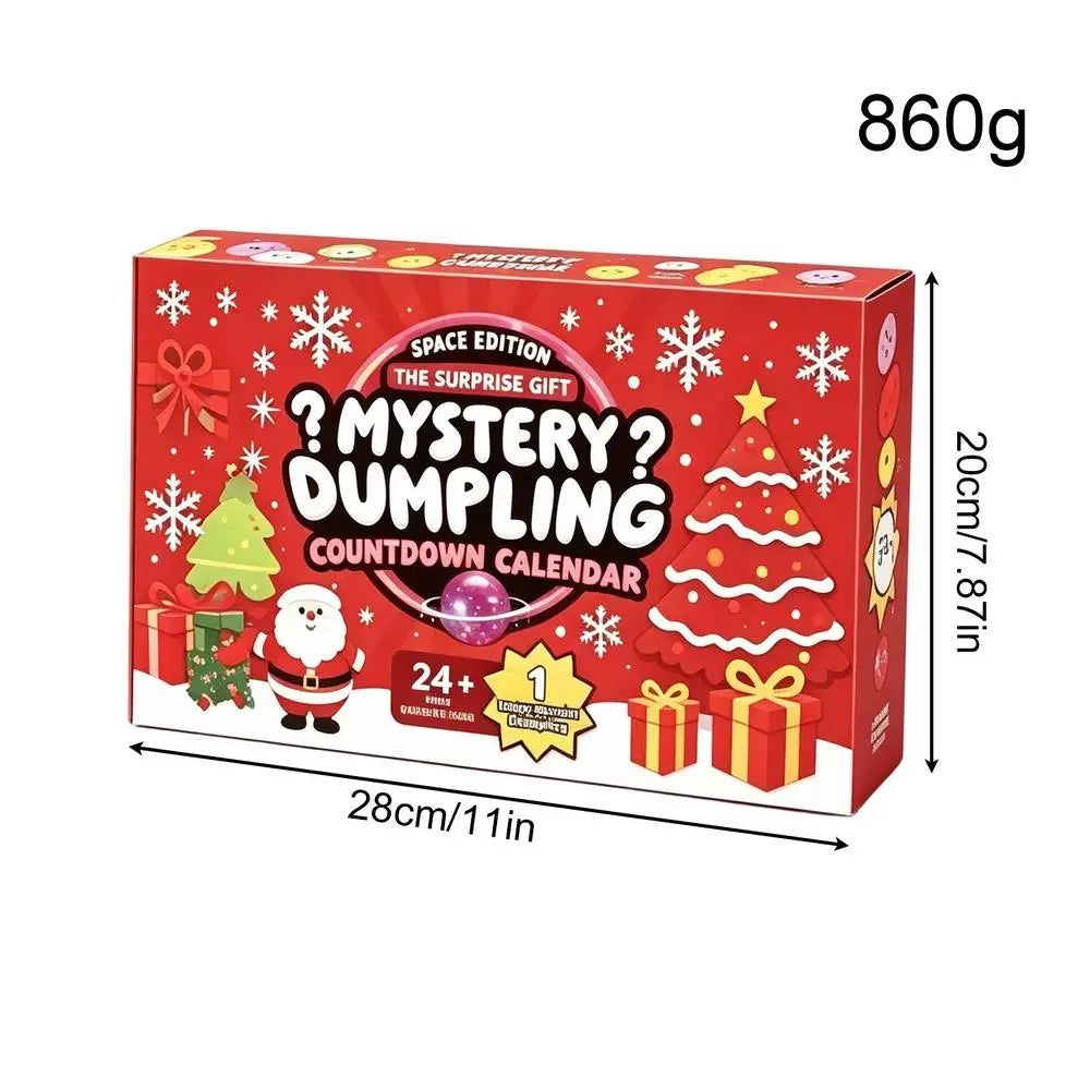Christmas squishy advent calendar with 24 dumpling stress relief fidget toys in a surprise gift box