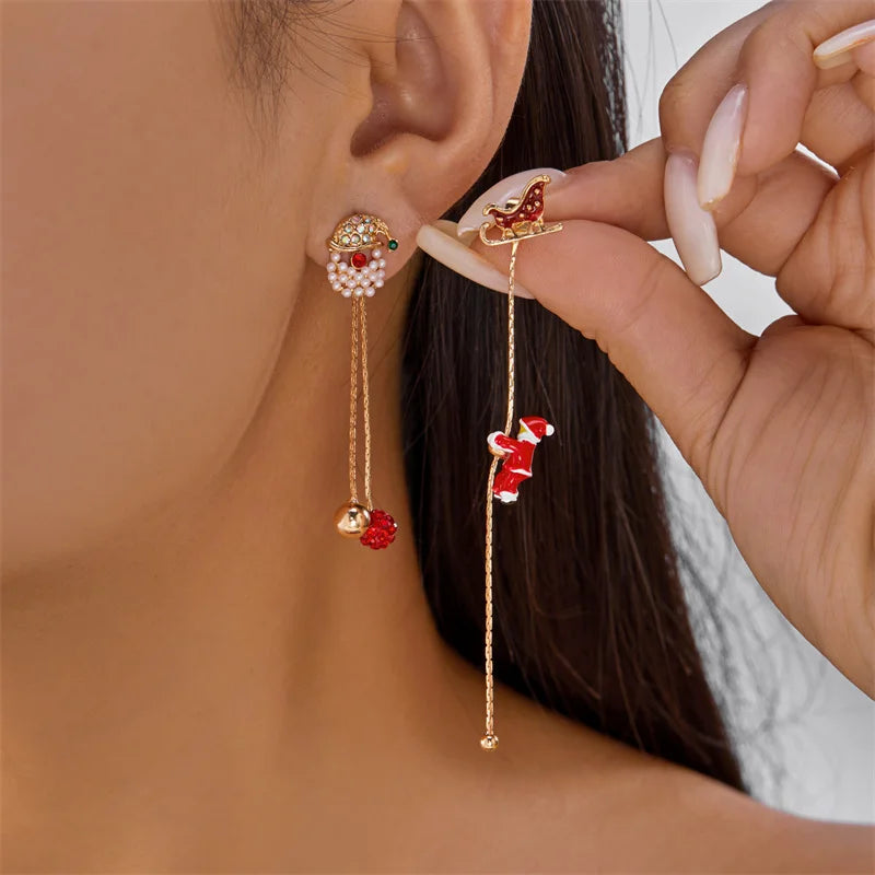Moving Santa Claus tassel dangle earrings by HSF Marketplace for festive style