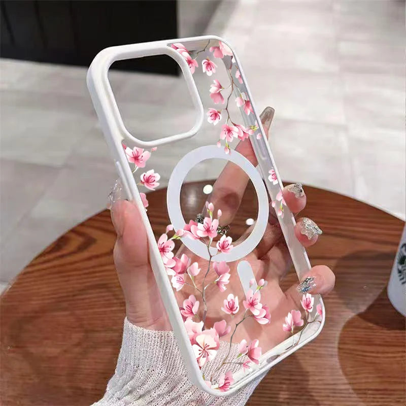 Elegant floral magnetic phone case for iPhone 12–18 Pro Max by HSF Marketplace
