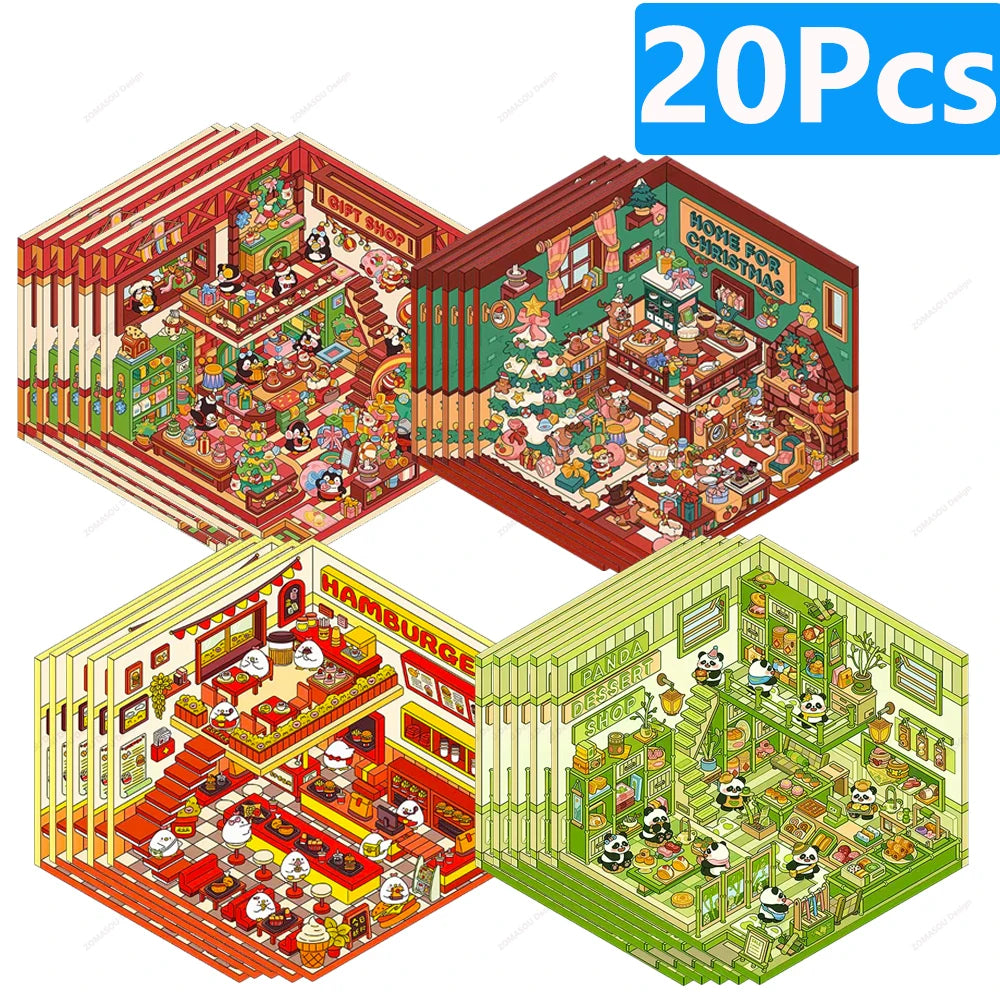 3D landscaping stickers for miniature scenes by HSF Marketplace, featuring detailed greenery and outdoor elements