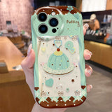 Polka dot mint green HSF Marketplace iPhone case in soft silicone with protective raised edges
