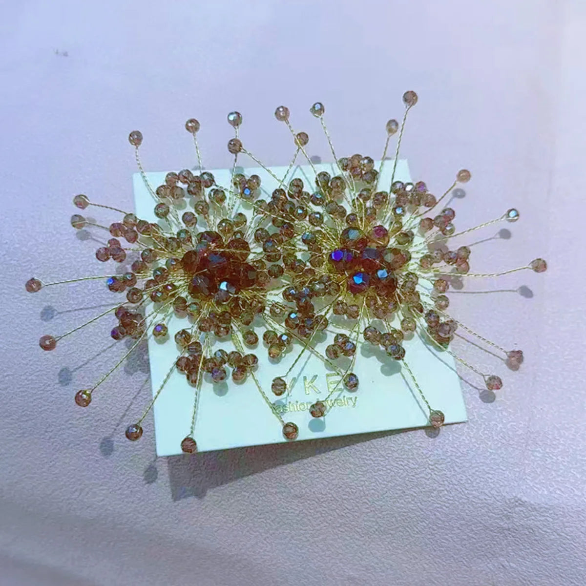 Sparkling snowflake stud earrings with crystal beaded flower design by HSF Marketplace, bridal wedding jewelry