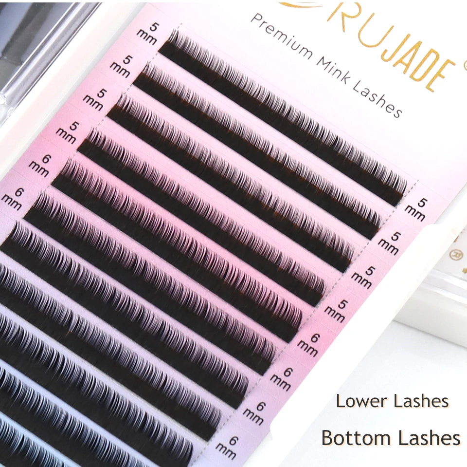 RUJADE Bottom Lower Lashes 5mm 6mm 7mm 8mm Short Sizes Under Eyelashes Lower Lashes Natural False Individual Eyelash Extension