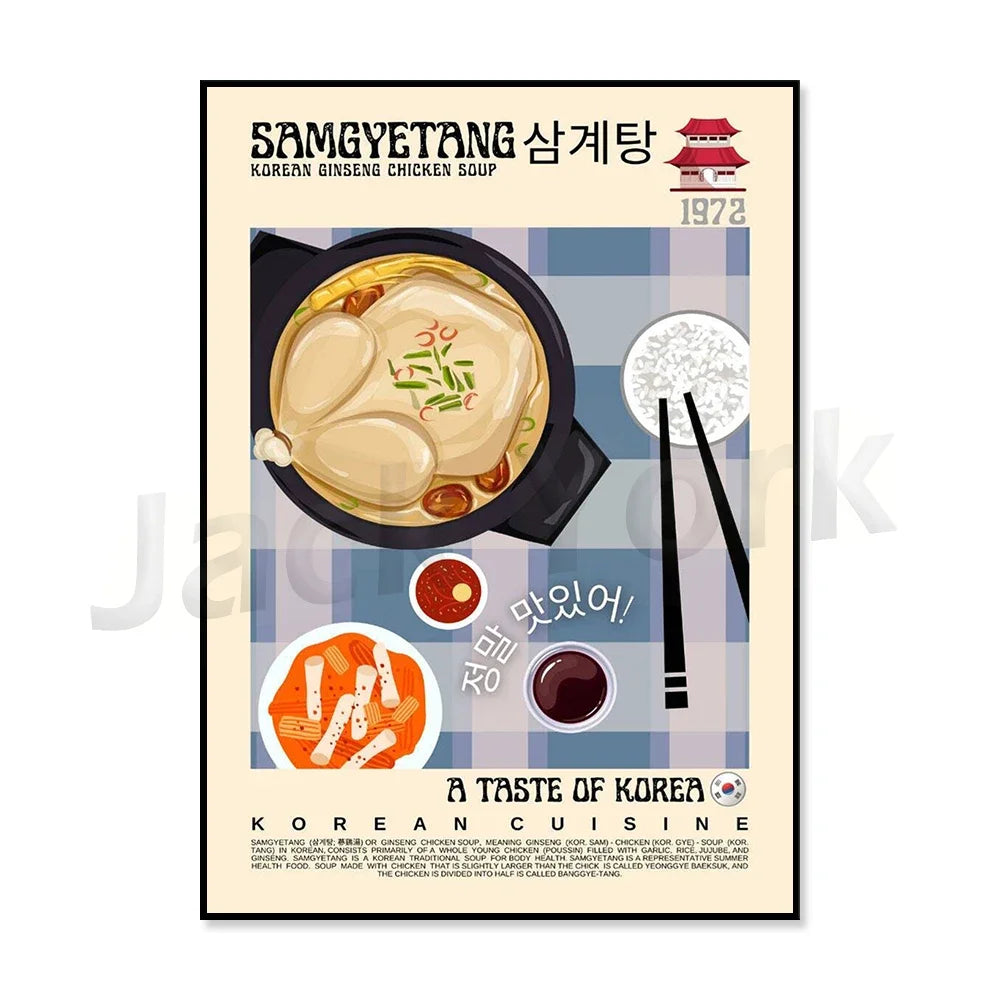 Vintage kimchi poster featuring retro Korean cuisine artwork, K-culture wall art by HSF Marketplace