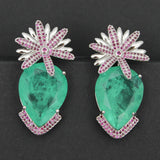 Colorful Purple Green Dangle Earrings for Women Luxury Jewelry Wedding Evening Party Big Drop Earrings Elegant Female Gift