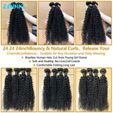 Kinky Curly Hair Bundles 100% Human Hair Raw Hair Bundles With 4X4 Closure Burmese Curly Hair Bundles Human Hair With Closure 3/4PCS 12-32Inch Soft Thick No Shedding Unprocessed Virgin Human Hair Bundles With Closure Hair Wea