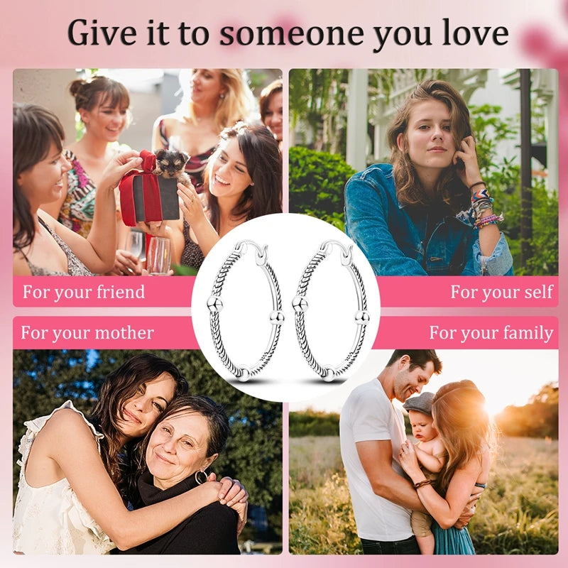 925 sterling silver hoop earrings with zirconia accents, hypoallergenic jewelry for women and girls