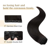 120g 8-piece straight clip-in Brazilian Remy human hair extensions in natural black