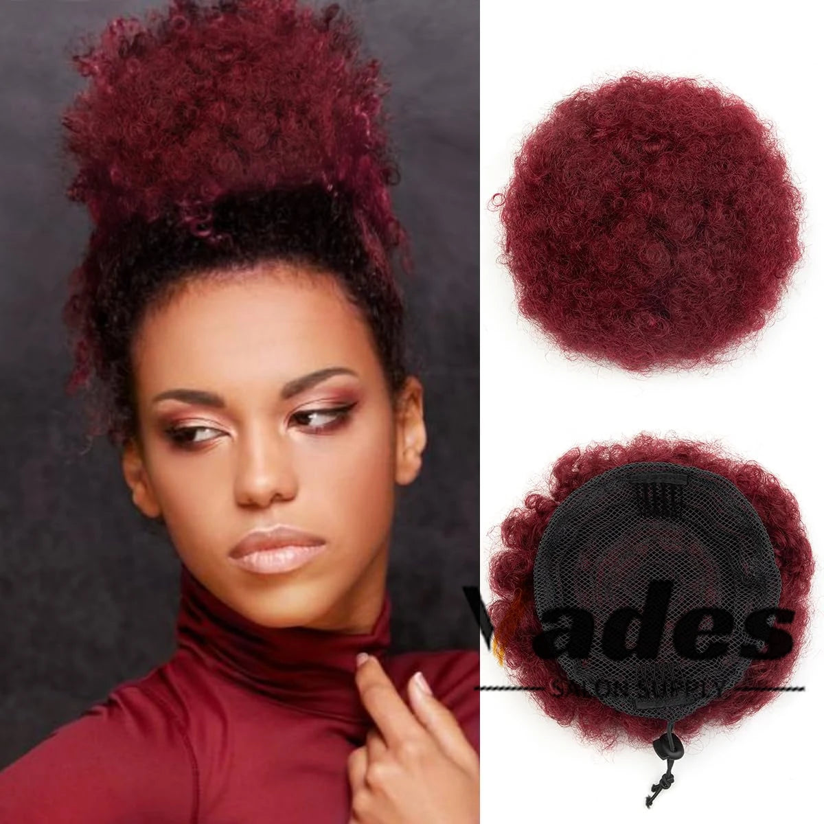 Curly human hair ponytail afro kinky puff drawstring high bun hair piece for Black women