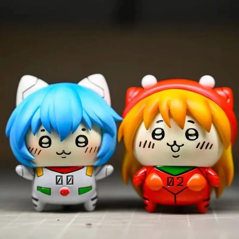 5cm Ayanami Rei and Asuka anime action figures with Usagis Hachiwares, collectible desktop ornaments by HSF Marketplace