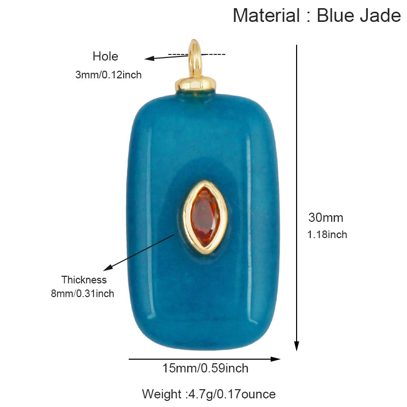 Gold-plated jewelry pendant featuring jade agate, amethyst, amazonite, water grass, and lapis lazuli for necklace craft making