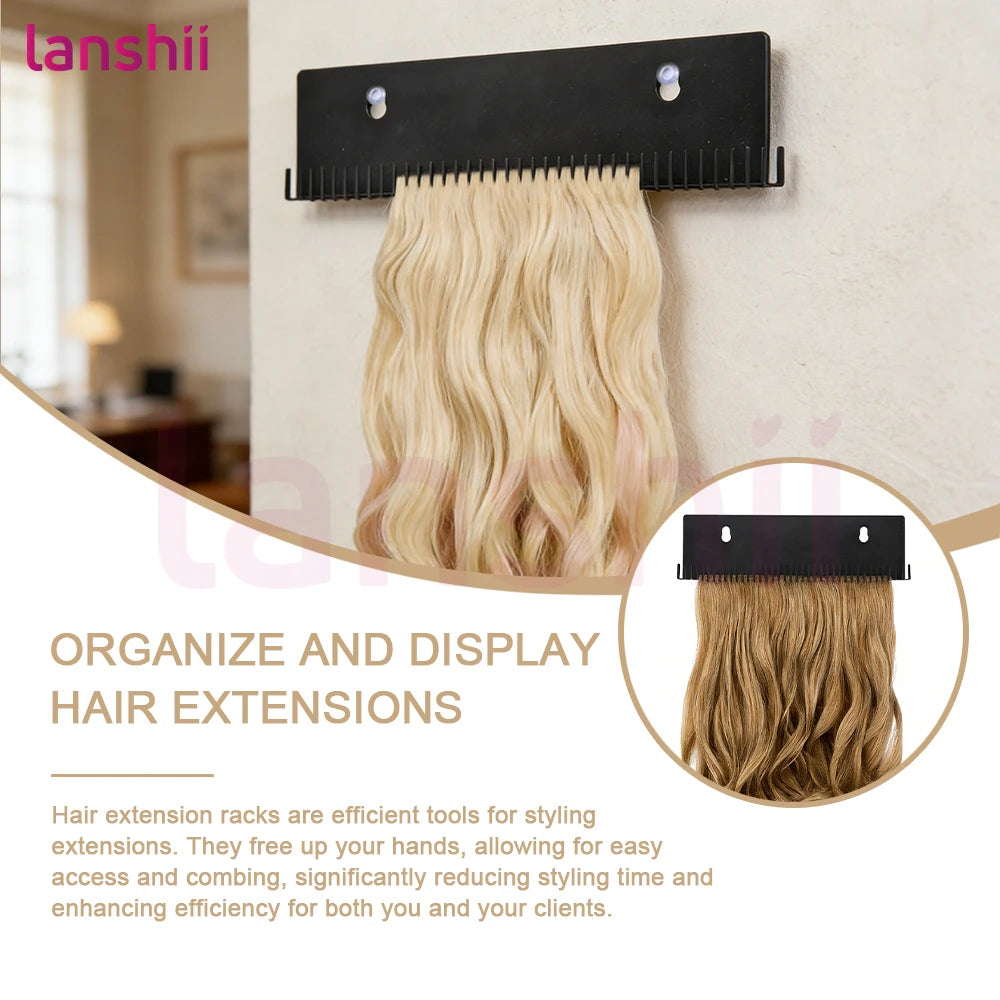 Lanshii Hair Extension Stand, Stainless Steel Holder for Wigs & Extensions, Salon Storage & Styling Organizer