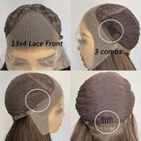 Chocolate Brown Curly Wig 13x4 Lace Front Long Deep Curly Synthetic Hair Heat Resistant Daily Use Natural Hairline Wig for Women