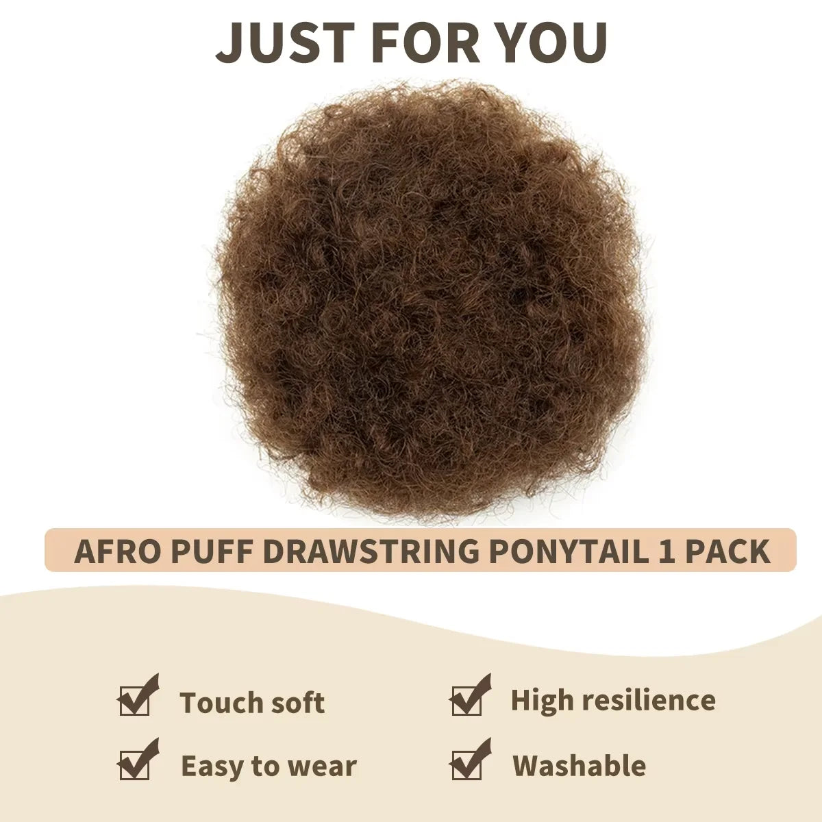 Kinky Curly human hair afro puff ponytail drawstring high bun hairpiece for Black women by HSF Marketplace