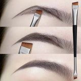 Set of 15 professional makeup brushes including eyebrow, eyeliner, and contour tools with angled and flat heads for precise application.