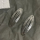 Geometric silver oval hair clips for stylish Y2K looks by HSF Marketplace