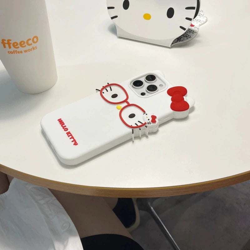 KT cat silicone soft cover case for iPhone models, featuring a cute cat design and flexible protective fit