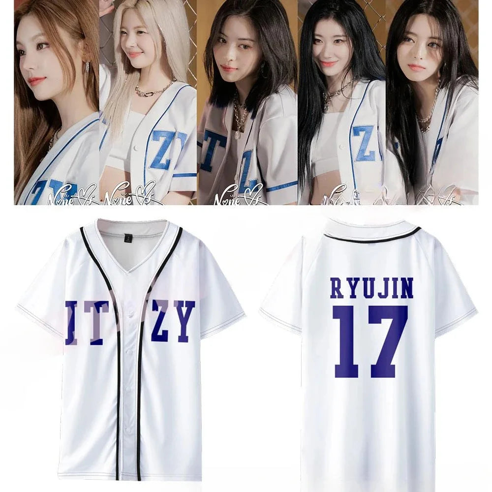 KPOP Korean baseball jersey T-shirt for Yuna and Ryujin fans, HSF Marketplace K-culture merch
