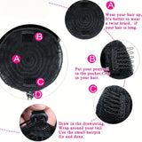 Kinky curly Brazilian human hair drawstring ponytail bun with clip-in extensions by HSF Marketplace