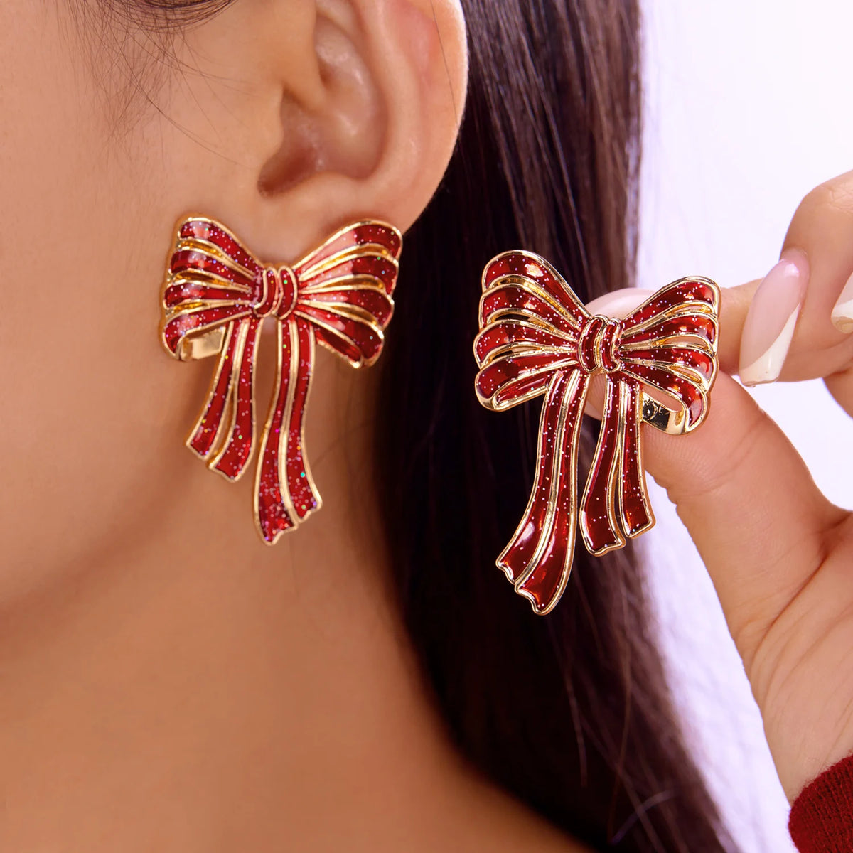 Merry Christmas pearl flower star bell dangle earrings for women by HSF Marketplace