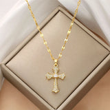 Elegant cross clavicle chain necklace from HSF Marketplace, featuring a simple retro pendant for fashion and holiday accessories.