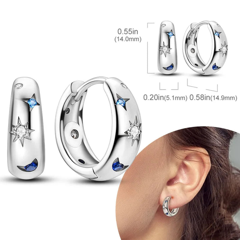 925 sterling silver hoop earrings with zirconia, hypoallergenic jewelry for women and girls