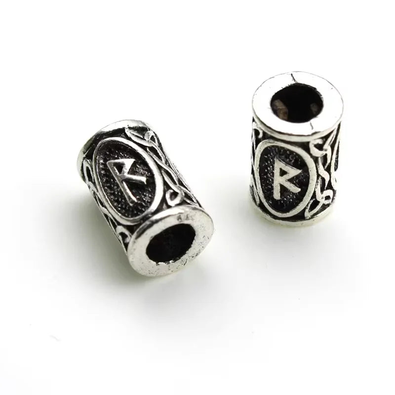 10Pcs/Lot Viking Rune Beads Alloy Tube Spacer Beads Hair Braid Beard Dreadlock Beads Knife Beads Pendant for DIY Jewelry Making