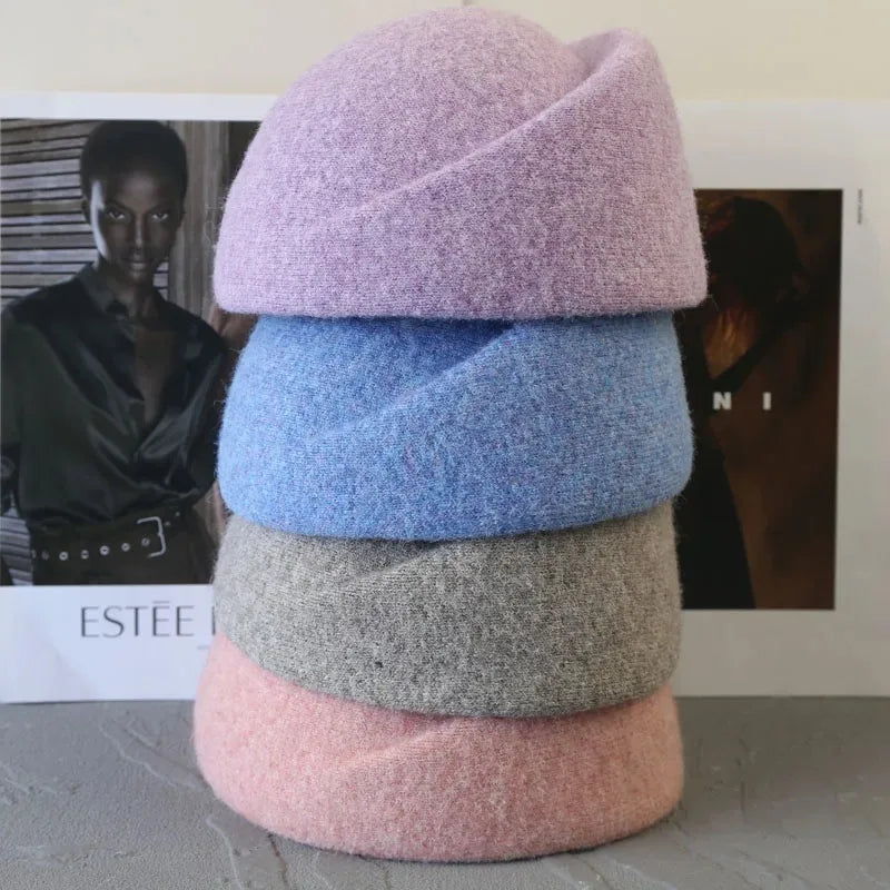 Women's warm wool blend winter beret hat in an elegant style, HSF Marketplace