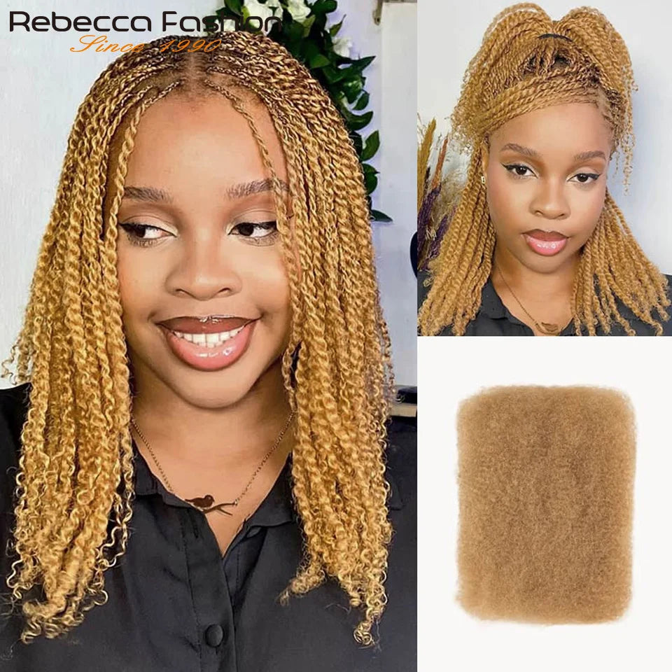 Afro Kinky Curly Bulk Human Hair For Braiding QVR Remy Bulk Hair No Attachment, Soft & Lightweight, Perfect for Braids Twists