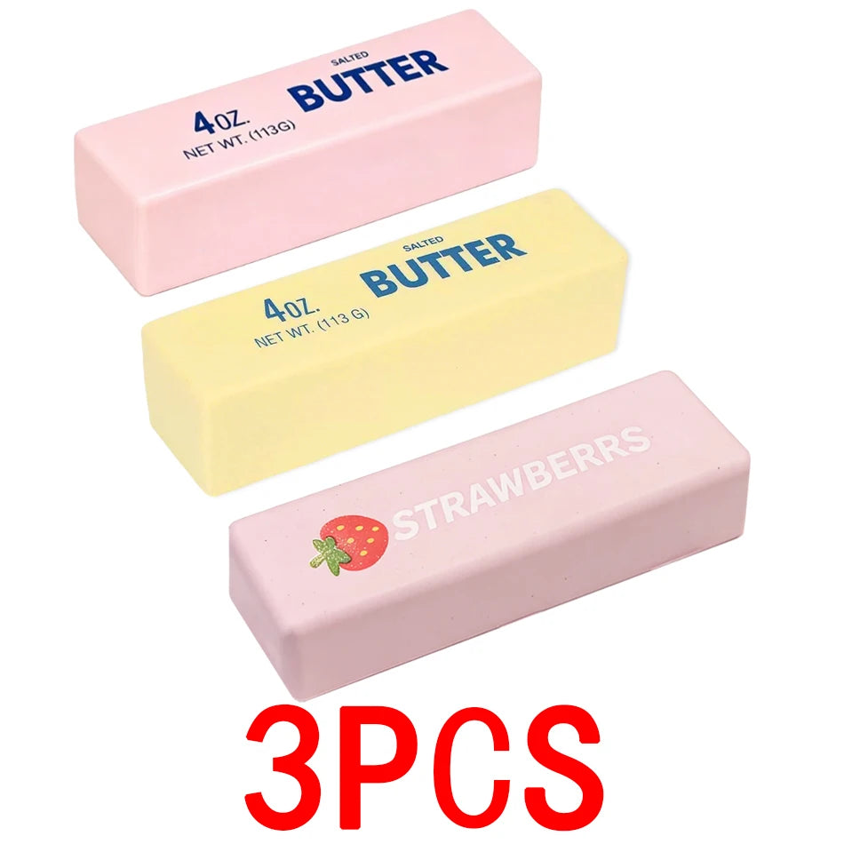 2026 New Soft Butter Squishy Toy, 1-5 PCS Cute Strawberry Butter Bar Stress Relief Toy, Stretchy & Squishy Safe TPR Material