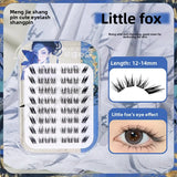 No Glue Self-Adhesive False Eyelashes - Dramatic Volume Natural Wispy Winged Fox Eye Manga Style Fluffy Cat Eye Lashes 7-12mm