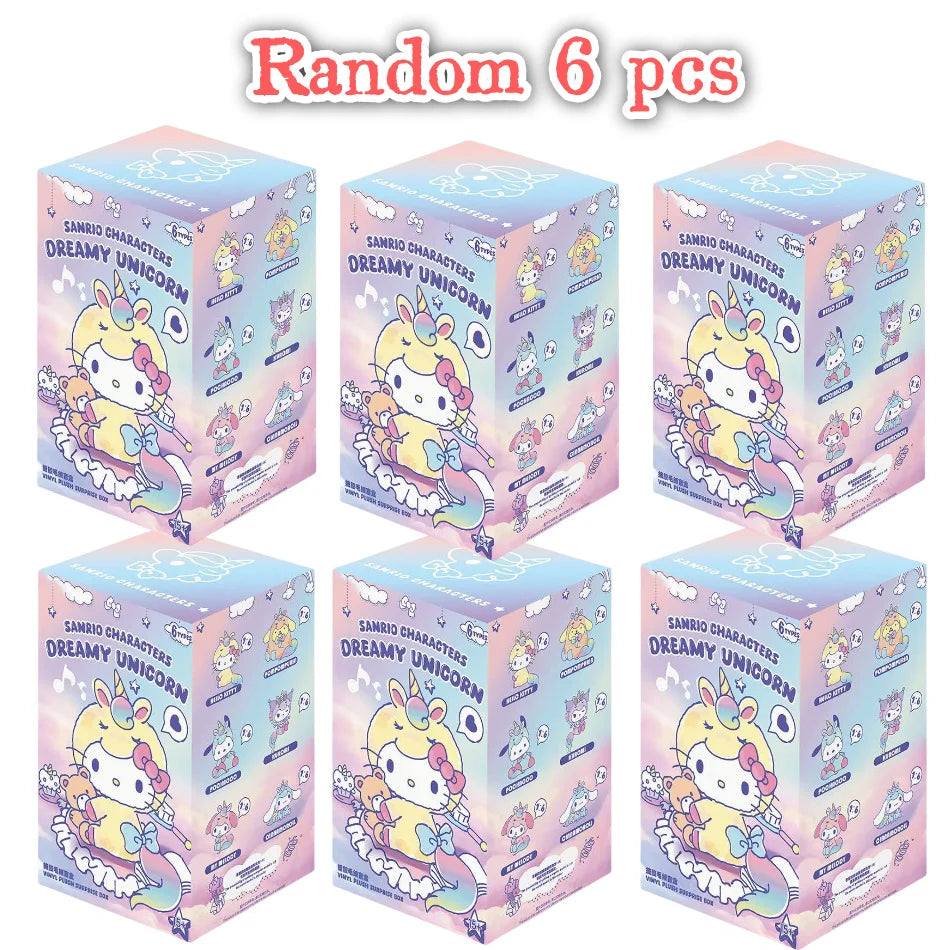 Sanrio Dream Unicorn Series vinyl plush blind box featuring Hello Kitty and Kuromi pendant bag ornaments