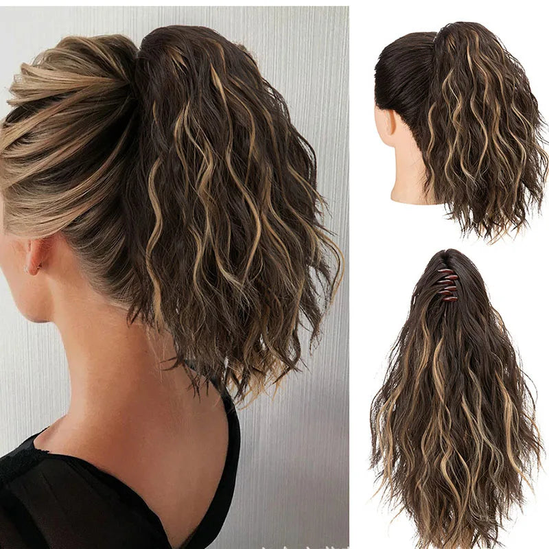 Cute curly ponytail extension with clip design, easy-to-wear hairpiece for everyday styling