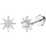 Drperfect 1Pair Flat Back Earrings for Women Surgical Steel Earrings for Sensitive Ears Hoop Stud Cartilage Tragus Piercings