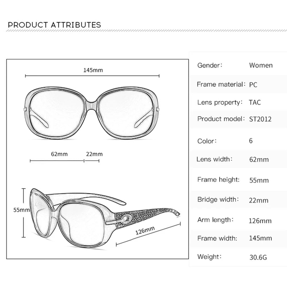 YSYX ST2012 polarized women's sunglasses with classic oversized frame and vintage design