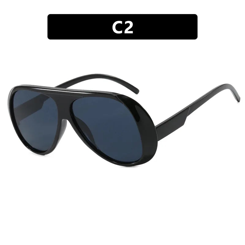 Vintage flat top pilot sunglasses for women, HSF Marketplace UV400 eyewear with dark lenses and metal frame