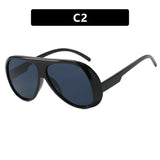 Vintage flat top pilot sunglasses for women, HSF Marketplace UV400 eyewear with dark lenses and metal frame