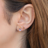 Movie villain stud earrings in gold color with cubic zirconia, women's and girls' jewelry, HSF Marketplace