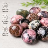 300g Natural Rhodonite Tumbled Stones 2-3cm Polished Pink Black Crystal Bulk for Decor Gift