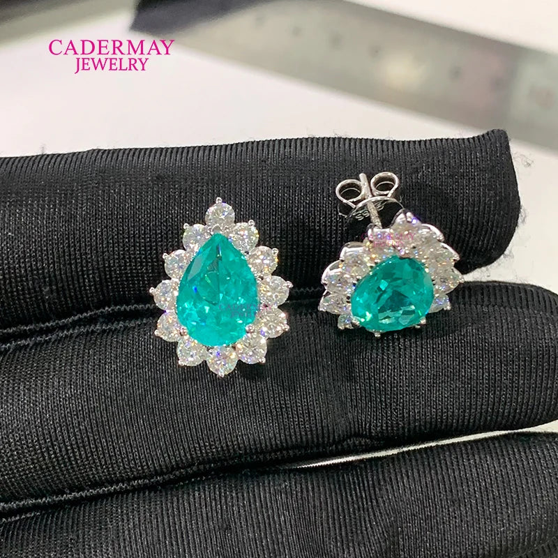 925 silver pear-shaped synthetic YAG moissanite stud earrings by HSF Marketplace