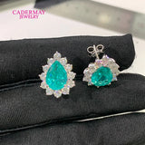 925 silver pear-shaped synthetic YAG moissanite stud earrings by HSF Marketplace